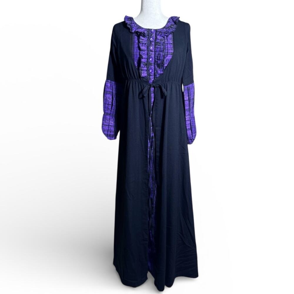 Habiba Black and Purple Maxi Abaya Dress Size XL C1
